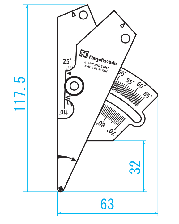 Thước đo góc Niigata Seiki WGA-65 ANGLE GAUGE Chính hãng phân phối COCQ Thước đo góc Niigata Seiki WGA-65 ANGLE GAUGE Chính hãng phân phối COCQ