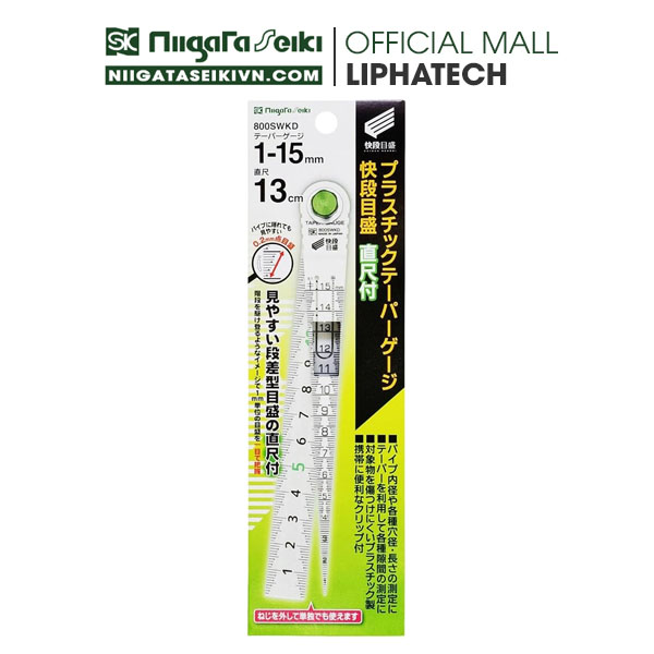 Thước đo khe hở vạch KAIDAN 1-15mm Niigata Seiki 800SWKD PLASTIC TAPER GAUGE WITH KAIDAN RULER Thước đo khe hở vạch KAIDAN 1-15mm Niigata Seiki 800SWKD PLASTIC TAPER GAUGE WITH KAIDAN RULER